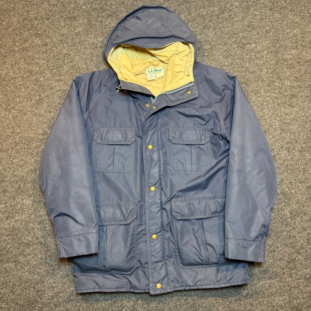Vintage LL Bean Gore-Tex Parka Jacket Navy Blue Hooded Freeport Maine Mens Large